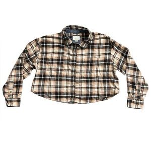 American Eagle Flannel Shirt Women’s Large Plaid Button Down Long Sleeve Cotton